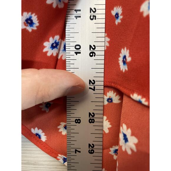 Everleigh Blouse Womens Large Red Floral Daisy Print Sleeveless Tank Top Flowy - Picture 3 of 7